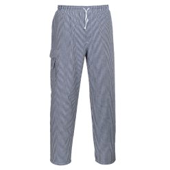   Pantaloni pentru bucătari din bumbac 100% de calitate superioară Portwest C078 Bleu Check